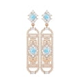 thumbnail image 3 of 4MM Square Larimar Cylinderical Long Drop Dangle Earrings For Womens 925 Sterling Silver Rose Vermeil, 3 of 4