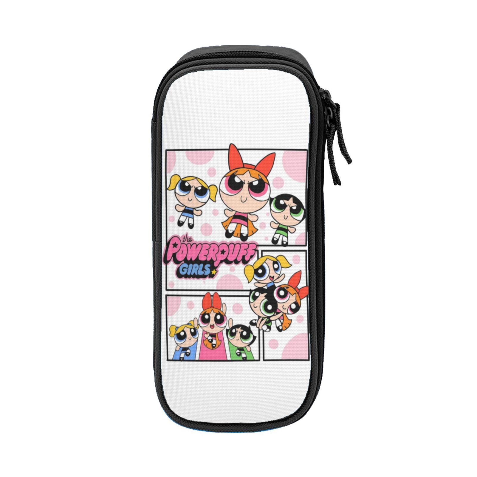 The Powerpuff Gi-rls Pencil Case Large Capacity Pencil Pouch Pen Bag Office Stationery Organizer Travel Makeup Bag Black