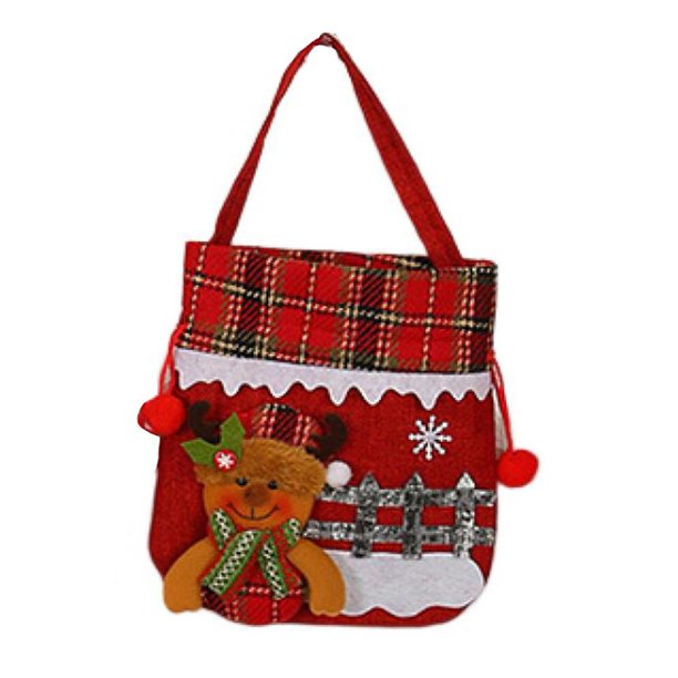 Farfi bolsa de caramelos navideños lindo alce Papá Noel muñeco de nieve oso luminoso bolsa de cuerda portátil bolsos de cáñamo bolsa de regalo para niños de dibujos animados