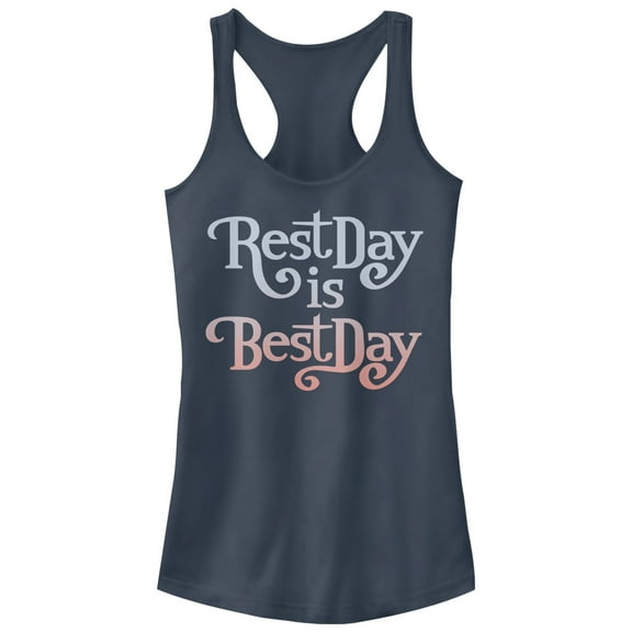 Junior's CHIN UP Rest Day is Best Day Racerback Tank Top Indigo Large