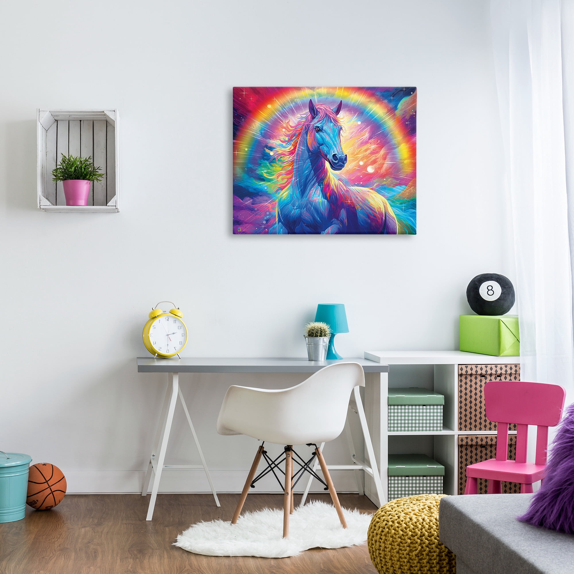 Stupell Industries Vivid Rainbow Horse Animals & Insects Painting Gallery Wrapped Canvas Art Print Wall Art, 40 x 30