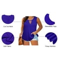 thumbnail image 2 of CASSIE LIZ Plus Size Women's Solid Blue Tank Tops 2X Strappy Hollow-out Neck Sleeveless Pullover Loose Hem Summer Shirts 2XL 18W 20W, 2 of 3