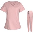 thumbnail image 3 of Camisetas para Mujer Verano Otoño Manga Corta Cuello En V Trabajo Scrub Plain Tops Camisas Mujeres 2024, 3 of 5