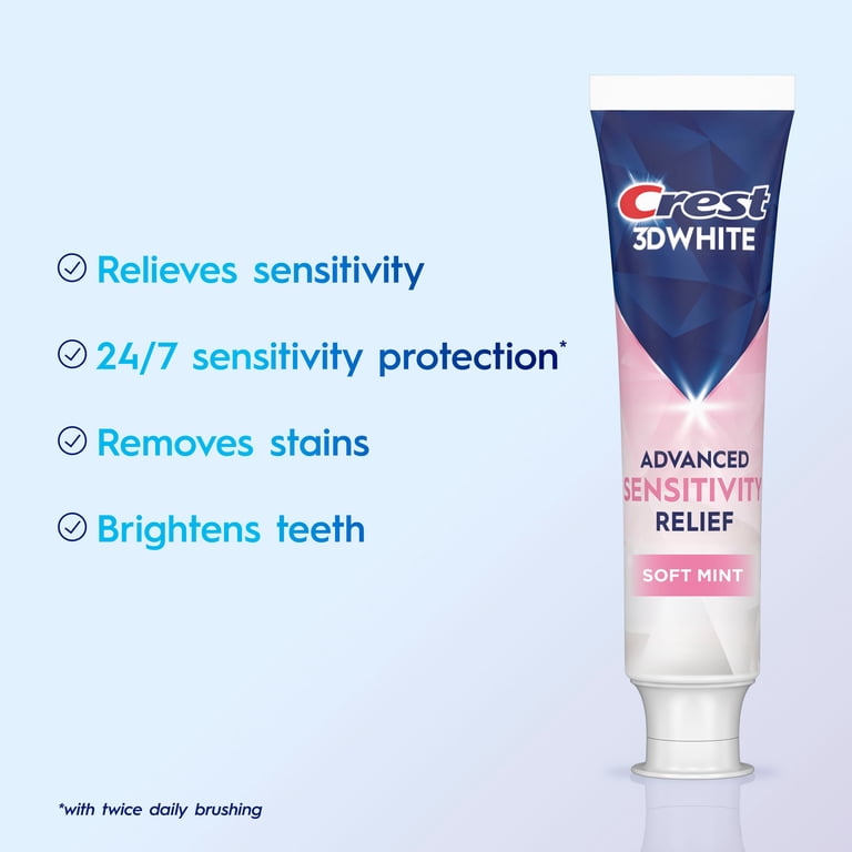 24 pack) Crest 3DWhite Advanced Sensitivity Relief Toothpaste, 3.3