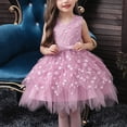thumbnail image 6 of NAISIBABY Girls Princess Dress, Floral Bow Sequin Mesh Sleeveless Wedding Birthday Party Dress Pink 3T, 6 of 9
