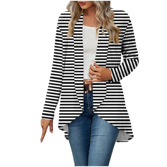 ShiShine Women’s 2025 Fall Fashion Stripe Cardigan Lightweight Soft Cardigan Long Sleeve Open Front Coat