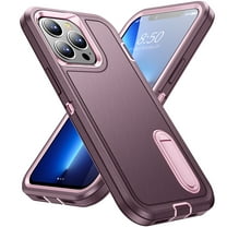Feishell Case for iPhone 13 Pro Max 6.7 inch,Heavy Duty 3 Layer Military Protection with Hidden Kickstand Shock Resistant Armor Hybrid Bumper Rugged Rubber Phone Cover,Purple Pink