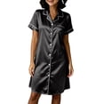 thumbnail image 3 of Tranfacy Women Summer Sleepshirt Solid Open Front Short Sleeve Dress Casual Indoor Loungewear, 3 of 5
