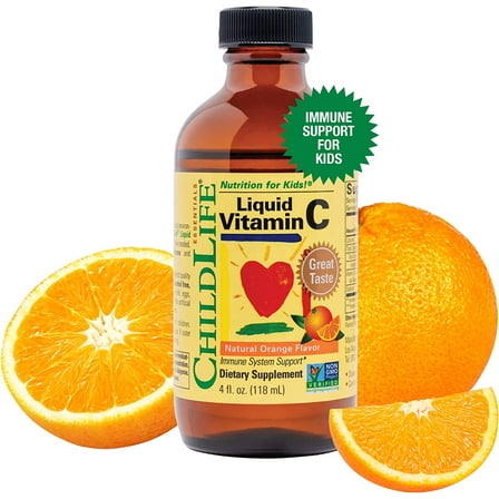 ChildLife Essentials Liquid Vitamin C: Powerful Immune Booster for Kids, Orange Flavor, 4 Fl Oz Bottle (Pack of 1)