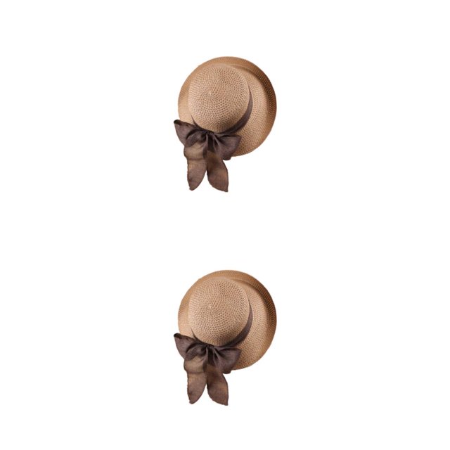 Qarigey Sombrero de playa plegable transpirable para mujer de verano, gorra de sol de ala ancha para fiesta en la piscina para niñas, Caqui 2piezas