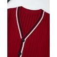 thumbnail image 4 of Haitryli Kids Boys Girls Cardigan Knitted Sweater Long Sleeve Striped Trim School Uniform Tops Coat Outerwear Red 5-6, 4 of 7