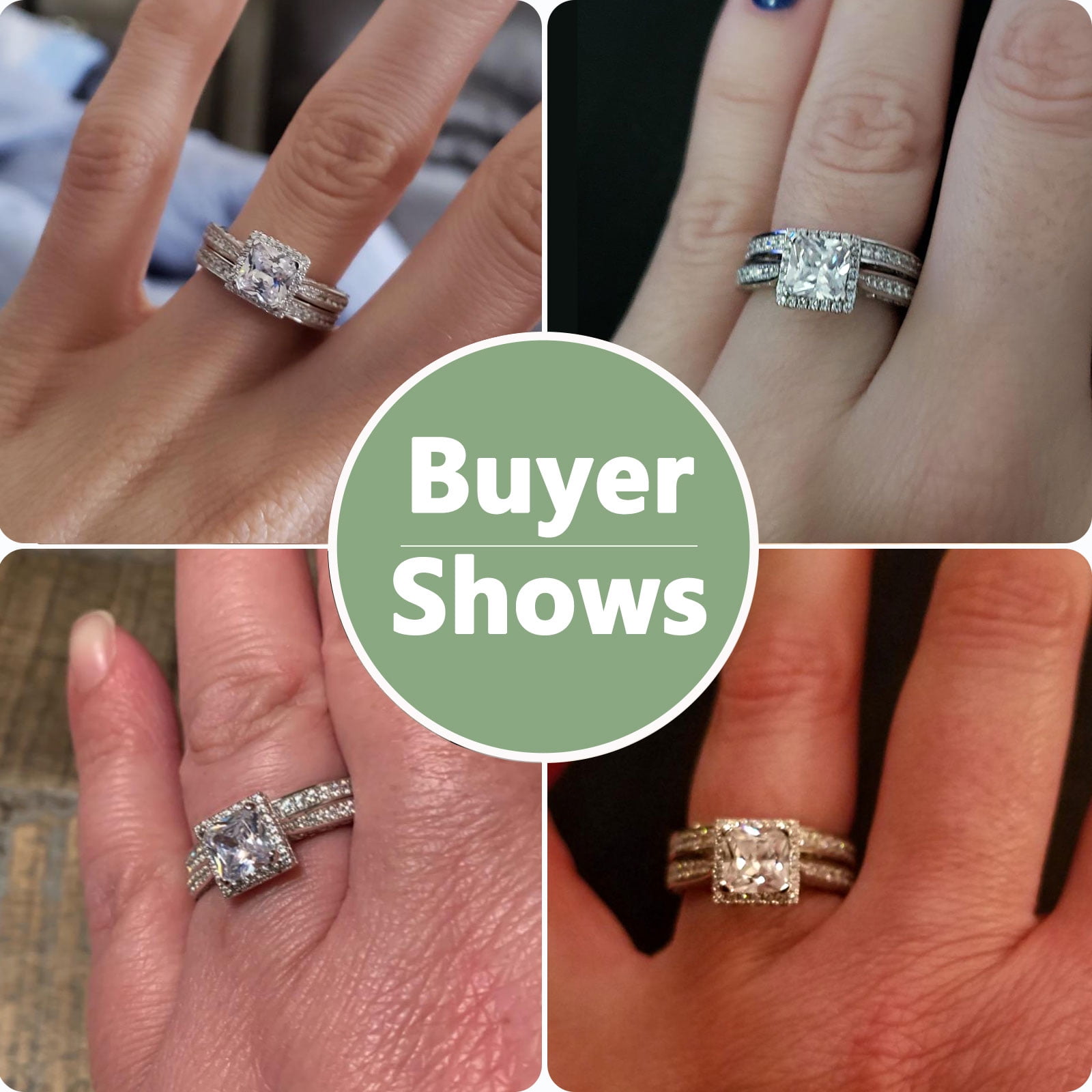 Newshe Engagement Wedding Ring Set for Women 925 Sterling Silver 1.5CT Princess White AAAAA Cz Size 7