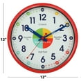Westclox Red 12" Time Teacher Analog QA Wall Clock with Quiet Sweep
