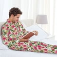 thumbnail image 6 of Balery Rose Flowers Pattern Pajama Sets for Men Long Sleeve 2 Piece Sleepwear Loungewear Sets Soft PJ's with Pockets Long Sleeve Comfy Pj Sets-Large, 6 of 7