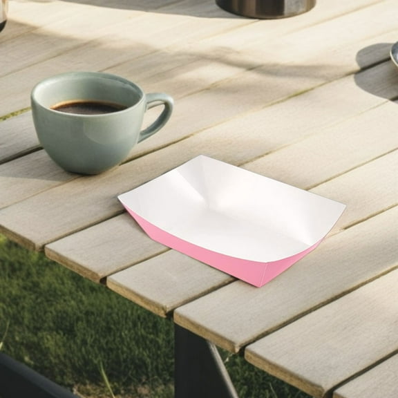 ELAYARD Disposable Nacho Trays Pink Paper Boat Shaped Plates for Home Parties