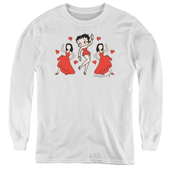 Betty Boop Bb Dance Youth Long Sleeve T-Shirt Tee White