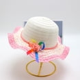 thumbnail image 2 of Xfvqtps Straw Hats for Kids Girls Flower Bow Bucket Hat Breathable Wide Brim Sun Protection Summer Beach Sun Hat, 2 of 4