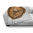 thumbnail image 3 of Odyssey Soft Flannel Fleece Throw Blanket, Layout of a Greek Ship on Waves with Dolphins in Round Frame, Cozy Plush for Indoor and Outdoor Use, 60" x 80", Orange Charcoal Grey, by Ambesonne, 3 of 6