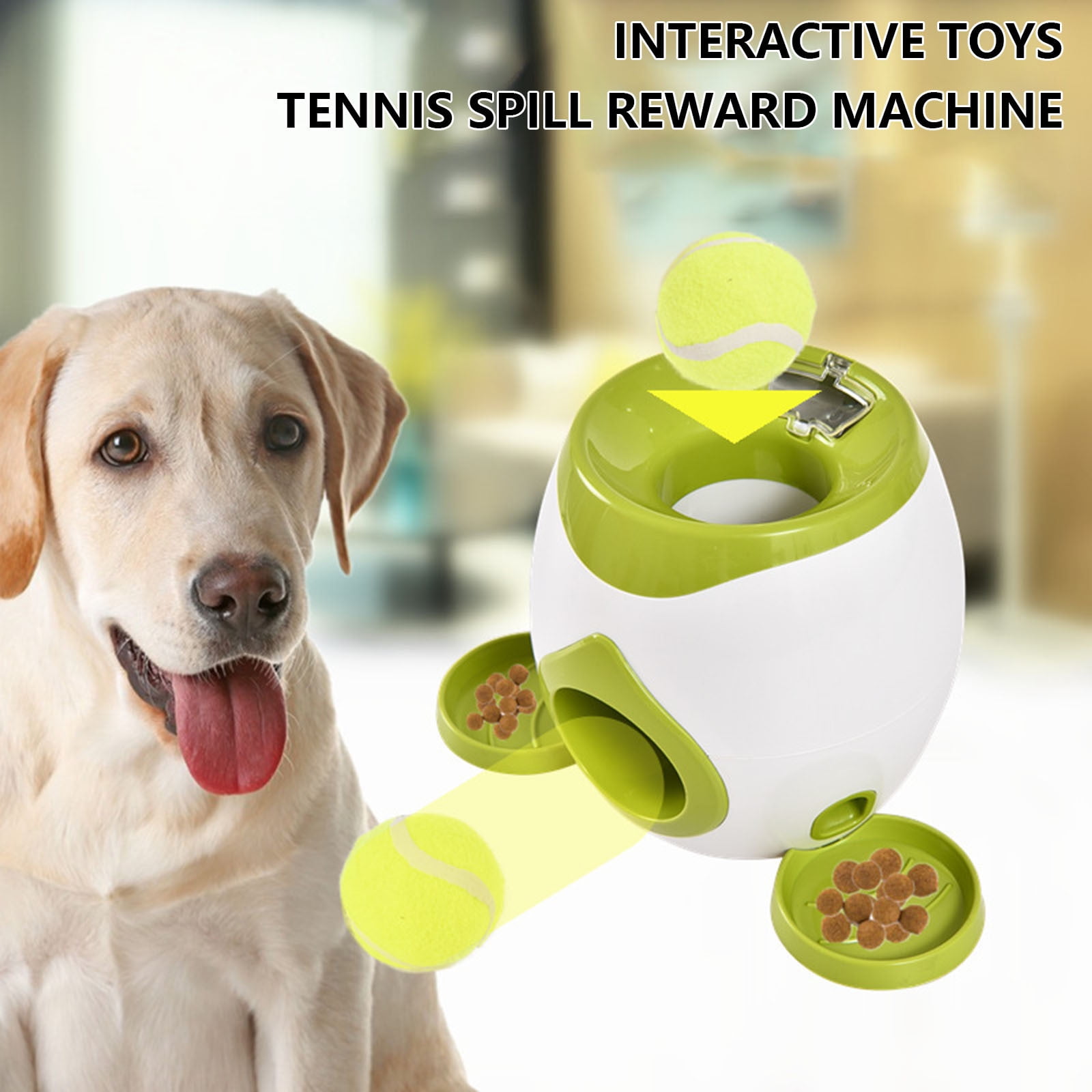 Automatic Dog Ball Thrower Launcher Dog Fetch Machine for Small To Medium Sized Dogs Adjustable Launch Distances Ball Launcher for Dogs with 2 Balls Dual Power Ball Thrower for Dogs