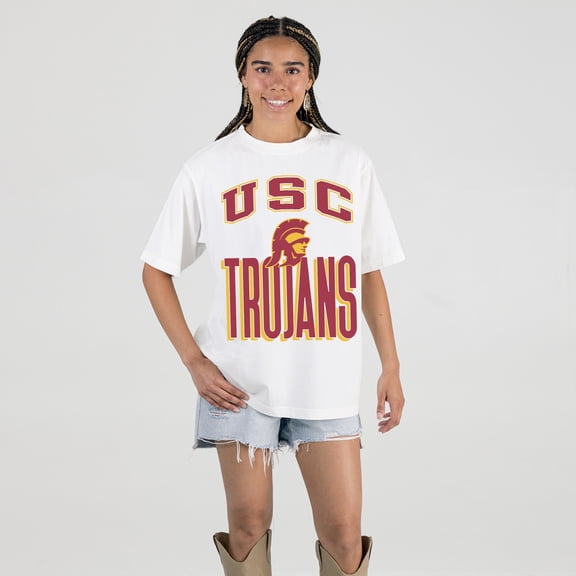 Women's Gameday Couture Cream USC Trojans Oversized Fierce Focus T-Shirt
