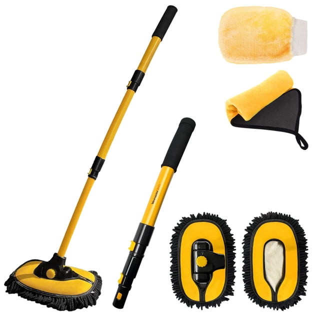 Cepillo para lavado de autos YeewayVeh con mango largo y 2 cabezales