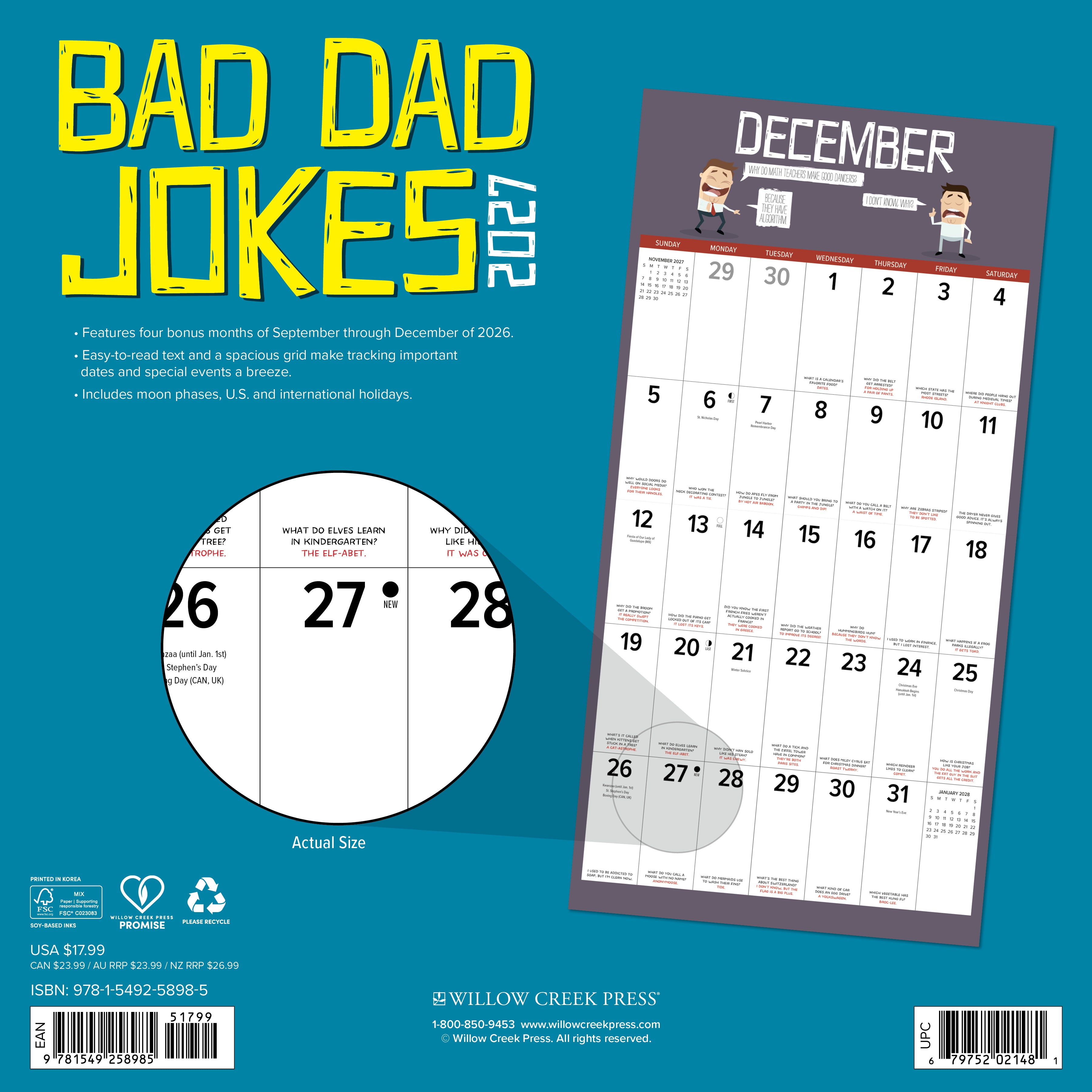 Willow Creek Press, Bad Dad Jokes 2027 Wall Calendar