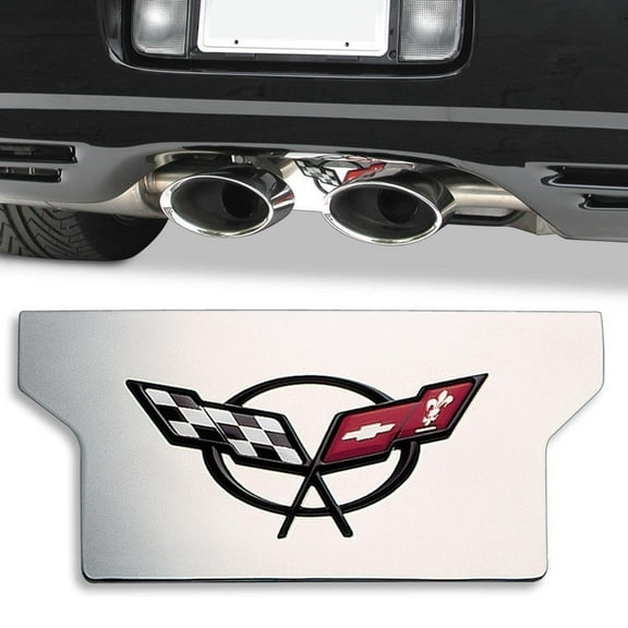 Corvette Exhaust Plate - Polished Stainless Steel with C5 Logo : 1997-2004 C5 & Z06