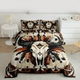 thumbnail image 2 of Manfei Teens Western Bull Skull 3 Pieces Queen Comforter Set,Lodge Cabin Farmhouse Ultra Soft Bedding Sets,Bohemian Theme Bedding Comforter Set Breathable,Ultra Soft Home Decor,Reversible, 2 of 8