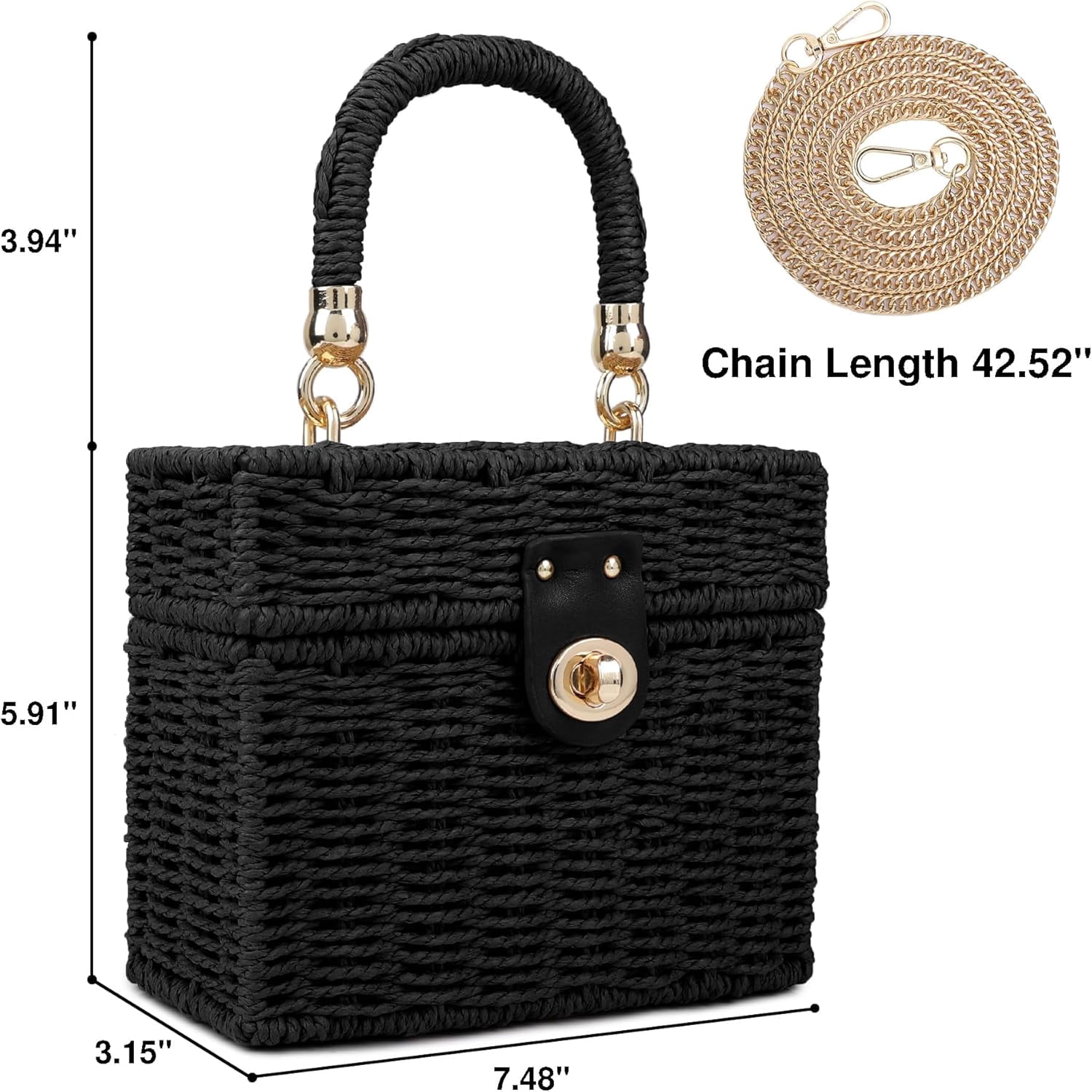 Handwoven Rattan Bag for Women Wicker Crossbody Shoulder Bag Straw Beach Tote Bag