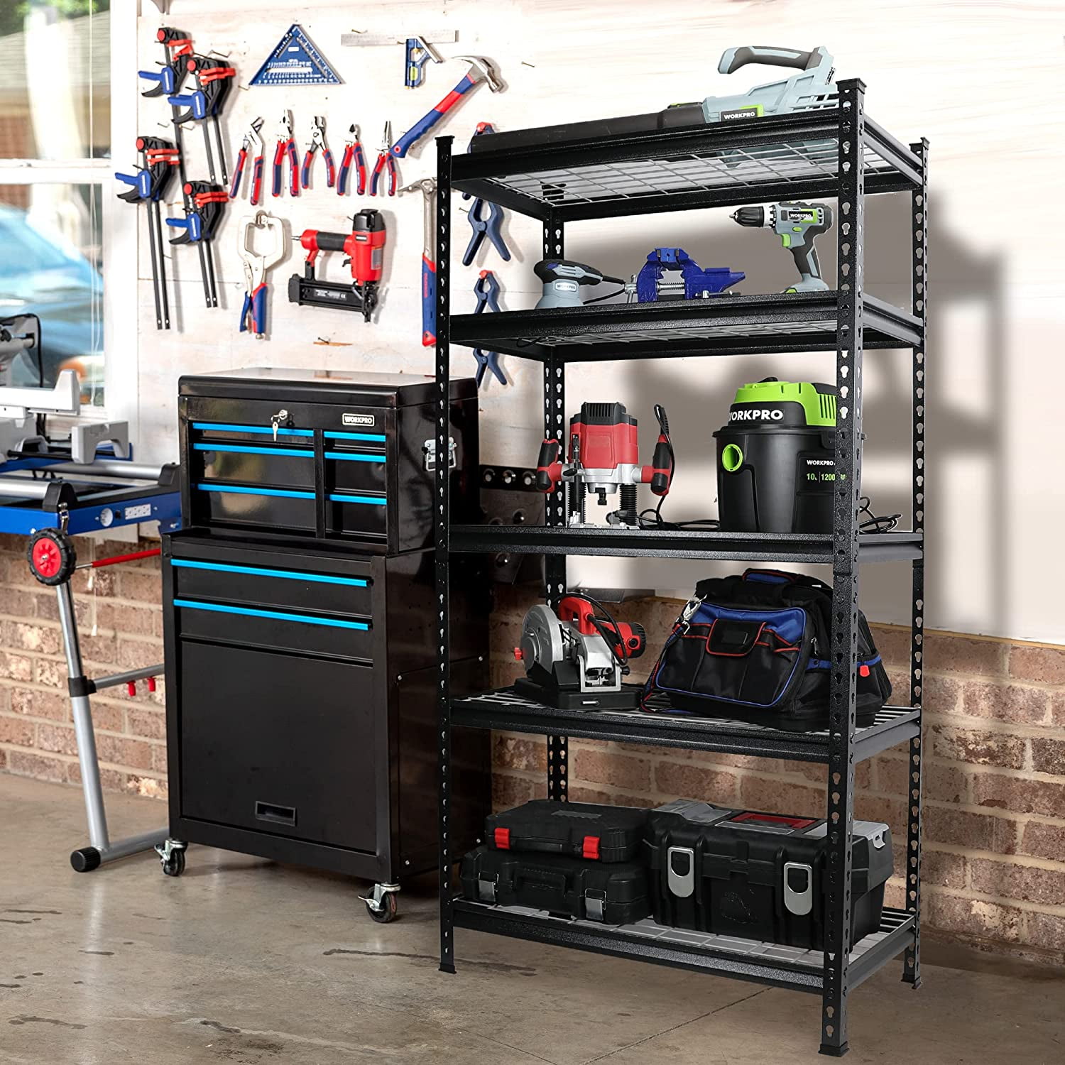 WORKPRO 4000lbs 5-Tier Metal Storage Shelving Unit, 36”W x 18”D x 72”H, Adjustable Storage Rack Heavy Duty Shelf, for Garage, Kitchen, Bathroom, Warehouse, Black