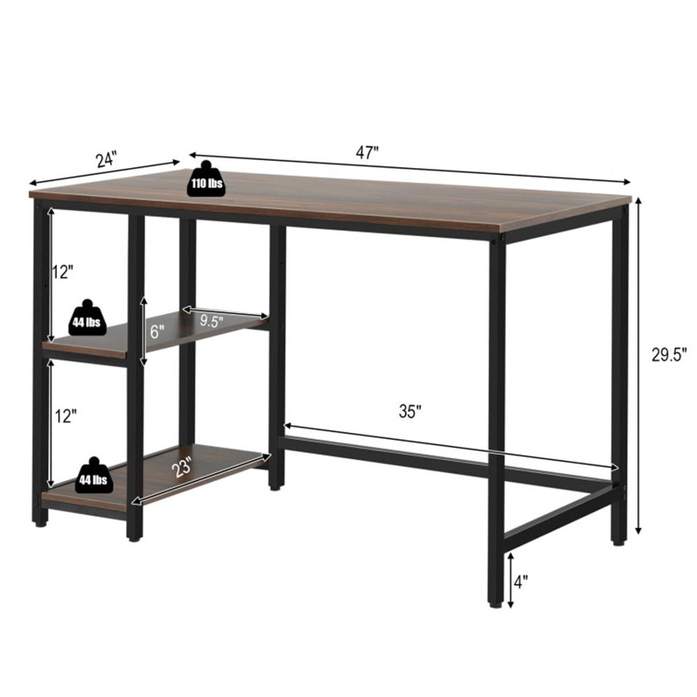 Demi Bonn 47" Computer Desk Office Study Table Workstation Home with Adjustable Shelf, Coffee