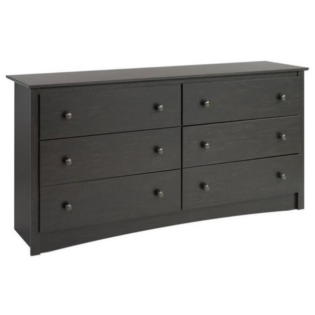 Wright Home Metal 6 - Drawers Dresser in Washed Black Finish