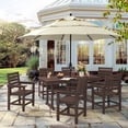 thumbnail image 6 of DYCANPO 66'' Outdoor Dining Table with Umbrella Hole, HDPS Rectangle Patio Table, Dark Brown, 6 of 7