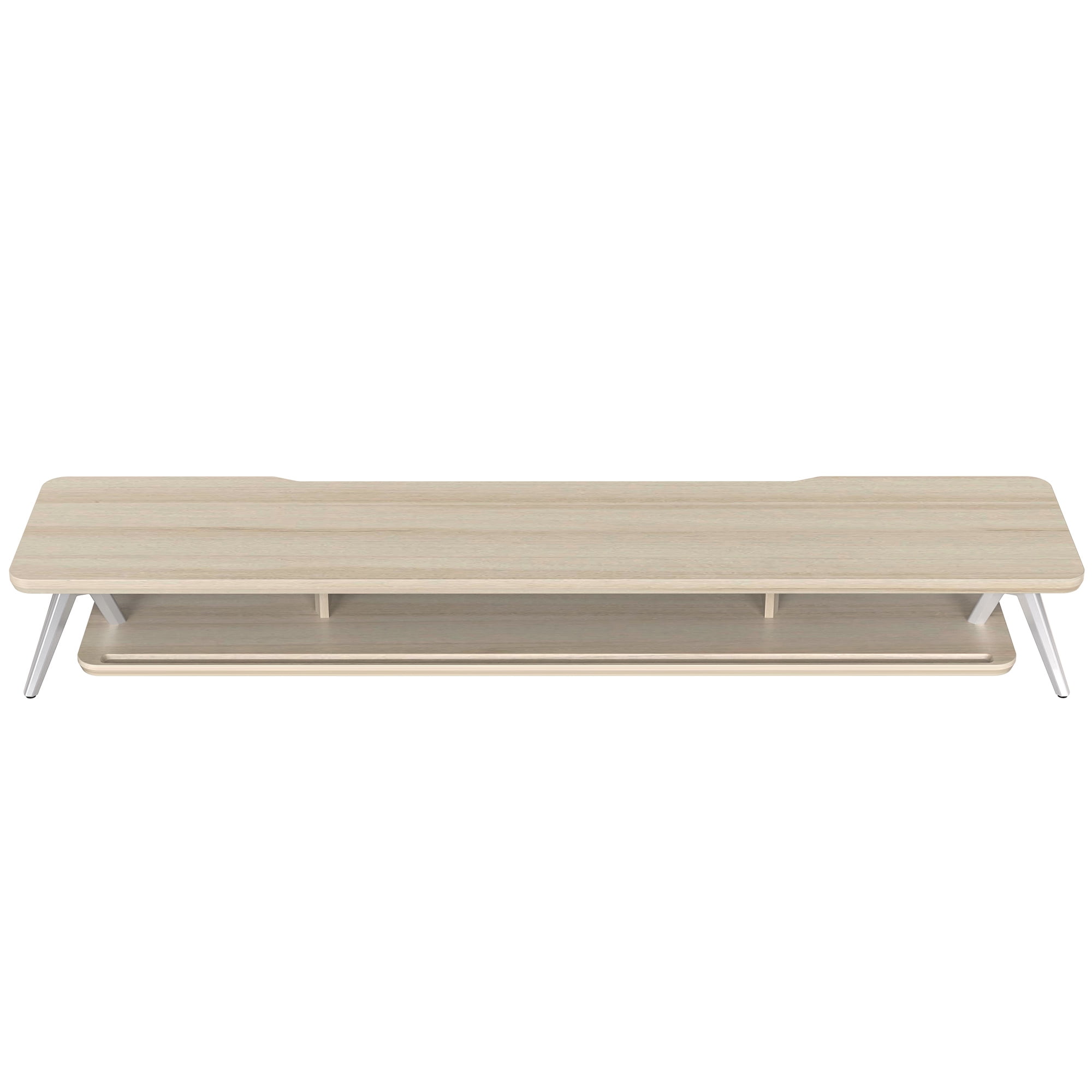 Dual Monitor Stand, 42.5 Inch Wood Desk Shelf with Storage Organizer and Cable Management for Office Desk Accessories