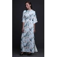 thumbnail image 4 of Bimba Robe Longue Imprimée en Rayonne Pêche Florale et Merle d'Amérique, Taille Smockée, Fente Latérale, Robe pour Femme - XX-Grand, 4 of 6
