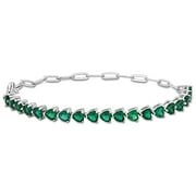 Miabella Women's 4 3/4ct Trillion-Shape Created Emerald Layerable Tennis Bracelet in Sterling Silver