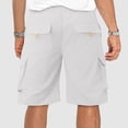 thumbnail image 3 of WWV Big and Tall Cargo Shorts Mens Work Shorts Pockets Drawstring Shorts Solid Color Fashion Casual Loose Fit Daily Running Workwear Pants White XL, 3 of 6
