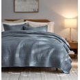 thumbnail image 1 of Juego de ropa de cama Palassio a rayas azules y grises, 100% algodón, tamaño king, 1 of 8