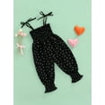 thumbnail image 3 of Caoirhny Toddler Girl Sling Jumpsuit, Heart/Leopard Printed Pleated Tie-Up Simple Style Overalls, Casual Sweet Romper, 3 of 9