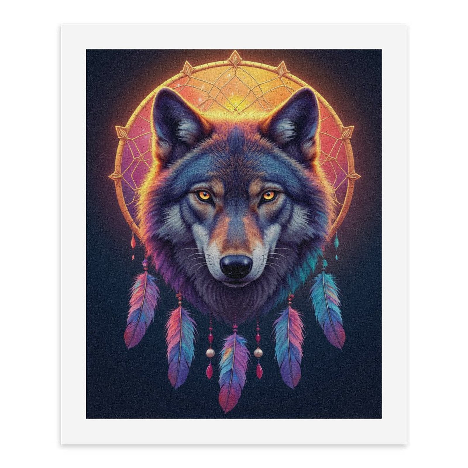 Paint By Numbers Kit for Adults Beginner - DIY Mystical Wolf Dreamcatcher Art Canvas Painting Kits for Adults, Frameless Paint By Number for Adults for Home Wall Decor 16x20 Inch