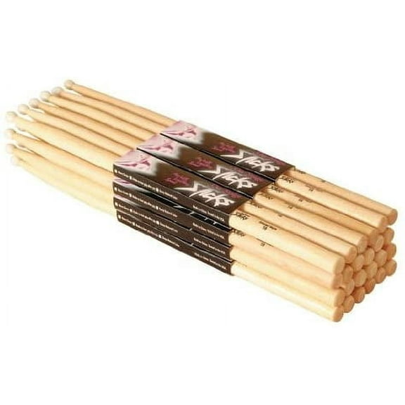 On-Stage Hickory 7A Nylon Tip Drumsticks, 12 Pairs