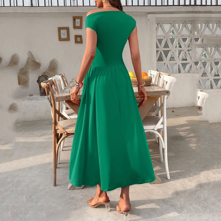 SMihono Women's Fashion Collared Summer Long Dresses Pleated Flowing Hem Loose Maxi Dress Elegant Beach Clothes Green L - Walmart.com SMihono Women's Fashion Collared Summer Long Dresses Pleated Flowing Hem Loose Maxi Dress Elegant Beach Clothes Green L - Walmart.com