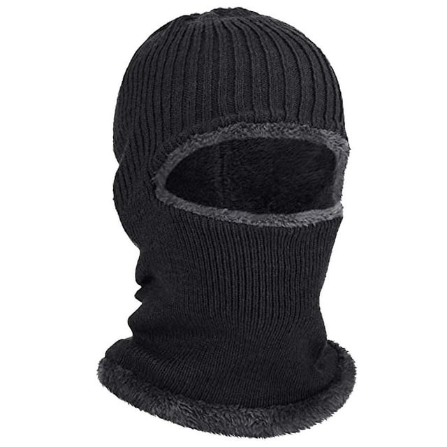 Mascarilla de punto de cara completa, máscara de esquí con forro polar de invierno para hombres y mujeres, regalos de invierno (negro) JM