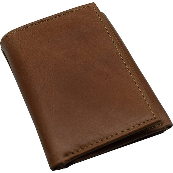 Swiss Marshall Men's Wallet RFID Genuine Leather Trifold with ID Window and Removable Card Slots Tan