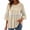 Beige, variant on Womens Lace Trim Babydoll Blouse Round Neck Bell Sleeve Loose Fit Casual Smock Tunic Top