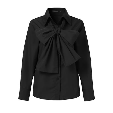 Celmia Womens Chiffon Long Sleeve Bowknot Casual Office OL Blouse Shirt ...