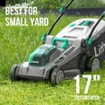 thumbnail image 3 of Litheli 2*20V 17" Cordless Lawn Mower with Brushless Motor + 2*4.0Ah Battery & Charger, 3 of 9