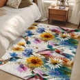 thumbnail image 4 of Hummingbird Area Rugs 4'x6', Washable Small Throw Rugs for Office Bathroom, Spring Vintage Oil Painting Sunflowers Beige Indoor Outdoor Rug Non-Slip Low Pile Carpet Runner Reversible Floor Mats, 4 of 8