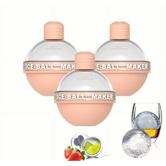 3 Pack Ice Ball Mould, Silicone Ice Hockey Molds, Make 2.5 inch Ice Cube Balls - Great for Whiskey and Scotch(Pink)