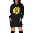 thumbnail image 1 of Vestido de sudadera corto con bolsillos con capucha y estampado de manga larga para mujer informal suelto a la moda Pompotops hdfakjf1757, 1 of 4